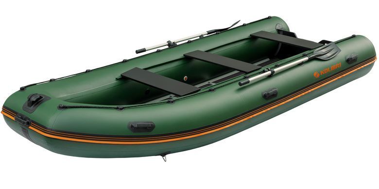 Колибри КМ-450ДСЛ (Kolibri KM-450DSL) зелёная моторная килевая надувная лодка + алюминиевый пайол фото