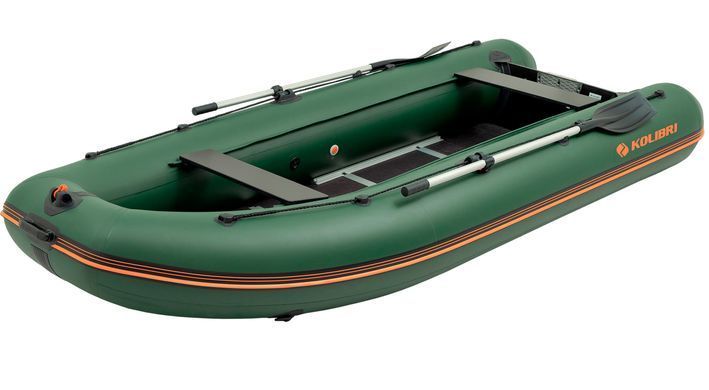 Колибри КМ-360ДСЛ (Kolibri KM-360DSL) зелёная моторная килевая надувная лодка + алюминиевый пайол фото