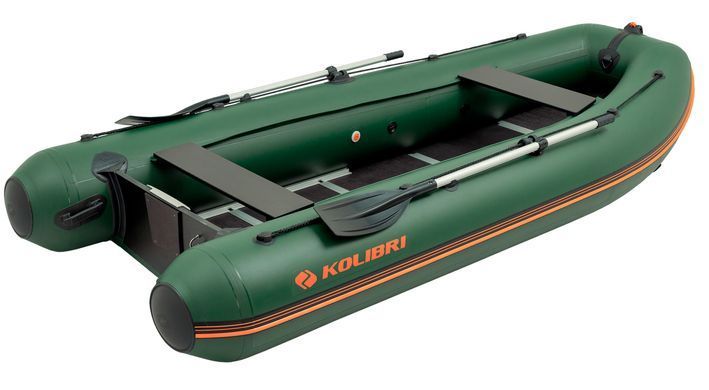 Колибри КМ-360ДСЛ (Kolibri KM-360DSL) зелёная моторная килевая надувная лодка + алюминиевый пайол фото